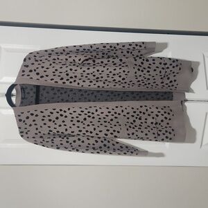 Greige/black long cardigan: Size large.